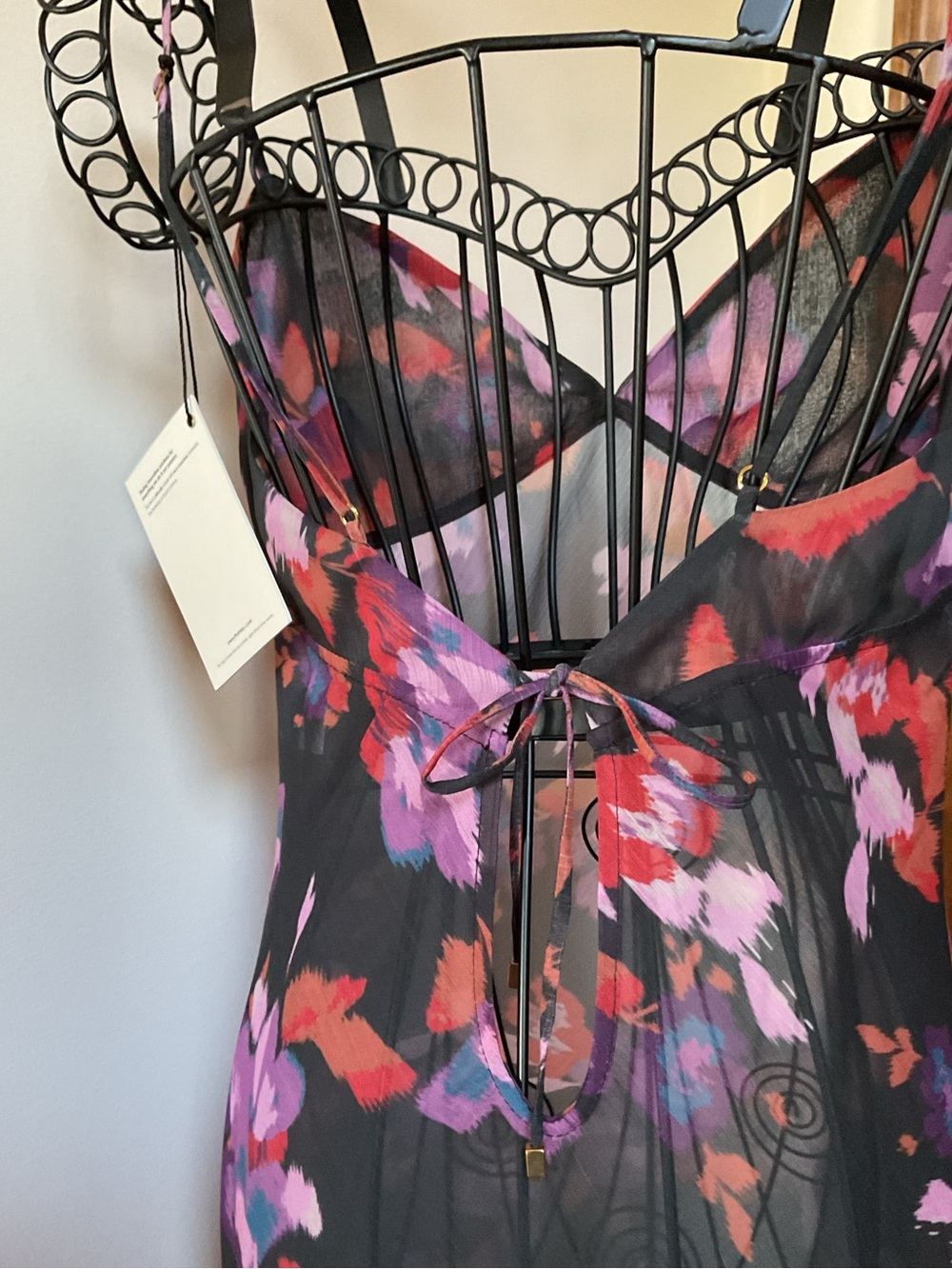 Away That Day Floral Sheer Maxi Dress in Black and Purple, NWTGS - Picture 2 of 8